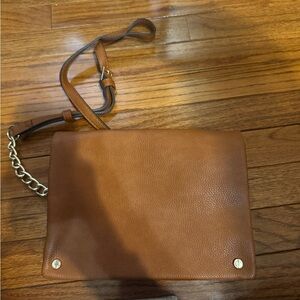 Brown Leather Crossbody Bag with Silver Hardware